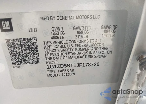 2018 Chevrolet Malibu Lt from USA, damaged, VIN 1G1ZD5ST1JF178720